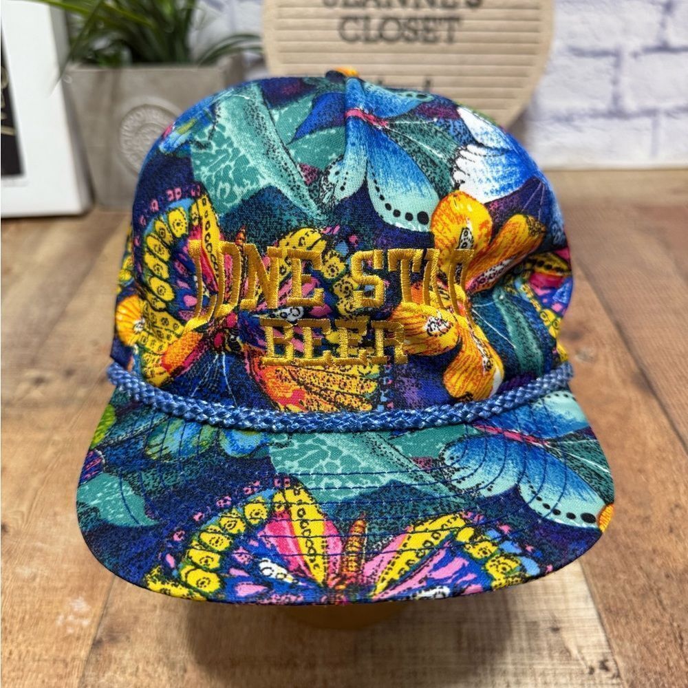 Vintage 80’s/90’s Line Star Beer Floral Butterfly Print SnapBack Hat